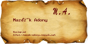 Mazák Adony névjegykártya